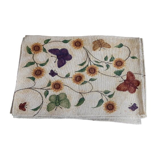 Sunflower, Vines and Butterfly Woven Placemats Set of 6 - Picture 1 of 2